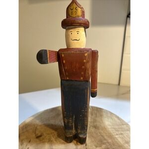 Wolf Creek Hand Carved Wooden RARE Fireman Folk Art  circa 1992